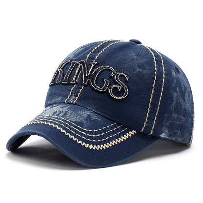 Letter Embroidered Denim Washed Baseball Cap