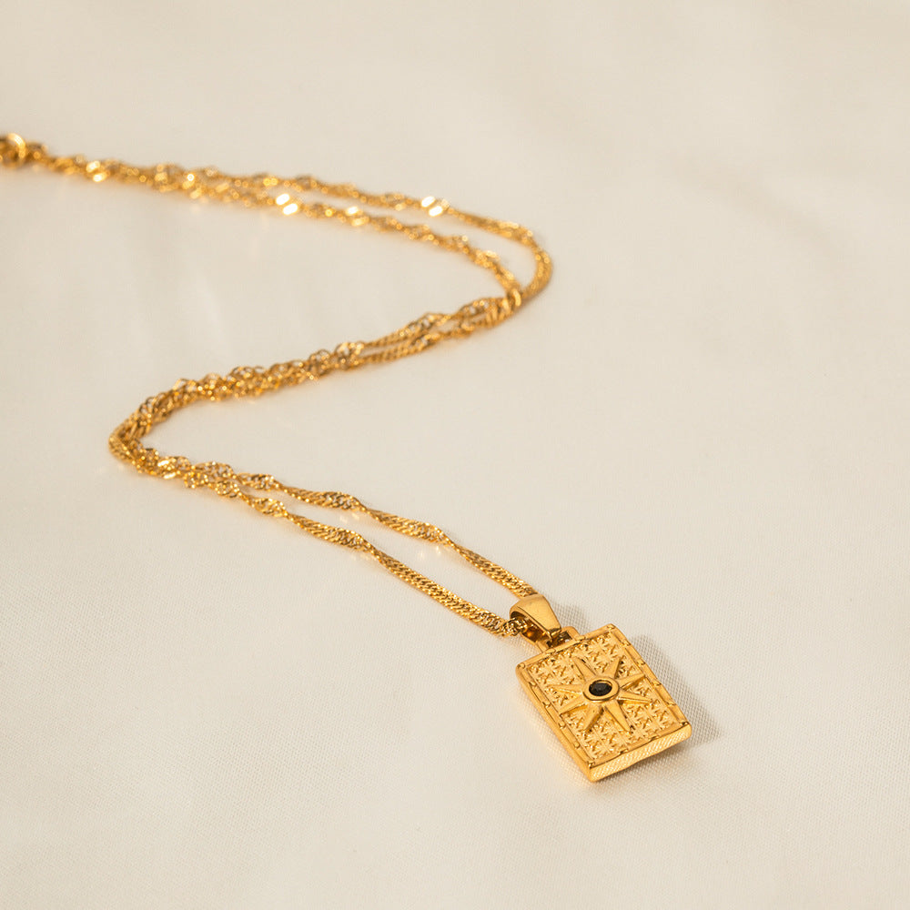 Double-sided square pendant necklace