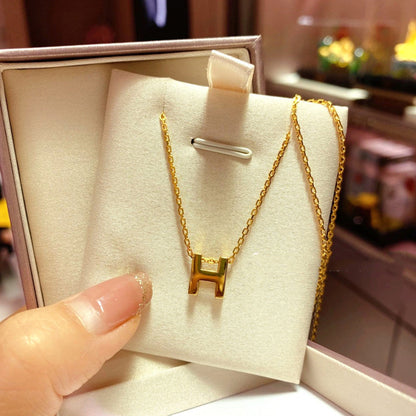 18K Gold H Letter Necklace