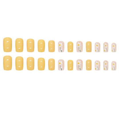 Yellow Floral Spring/Summer Detachable Fake Nails