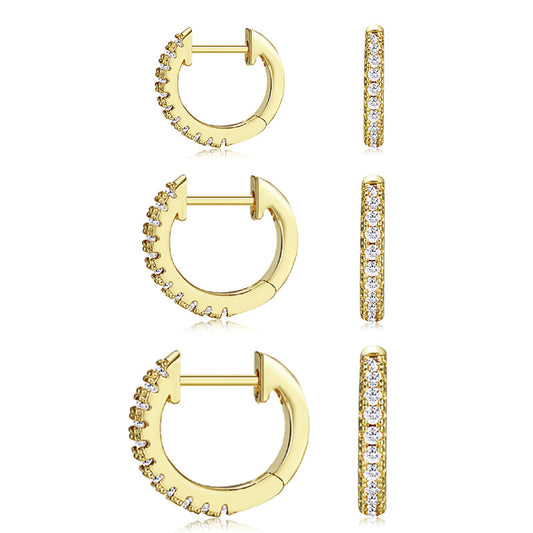 Zirconia D-shaped earrings