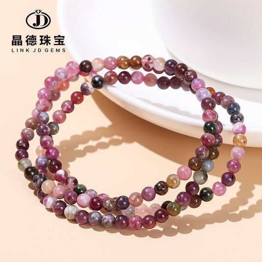 Natural color tourmaline multi-circle bracelet