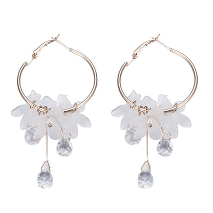 Miniature zircon flower leaf earrings