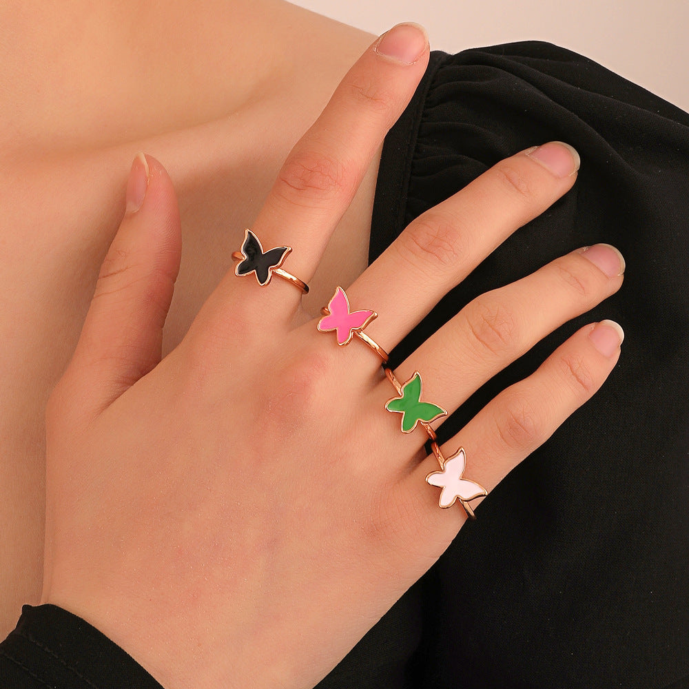 Vintage drip butterfly ring