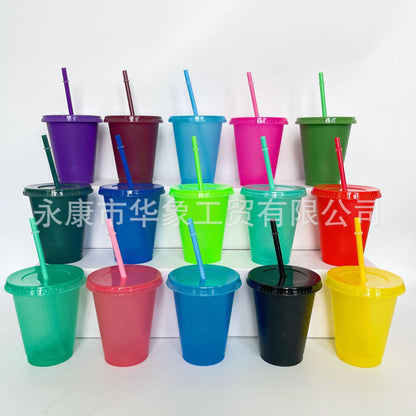 Popular pp glitter plastic cup 16oz