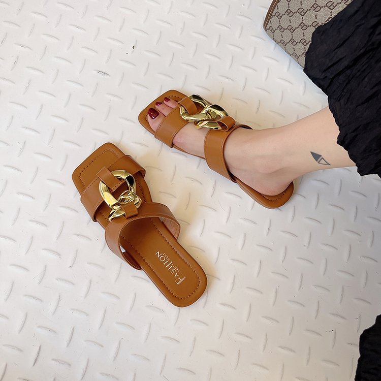 hot sale Metal buckle slippers