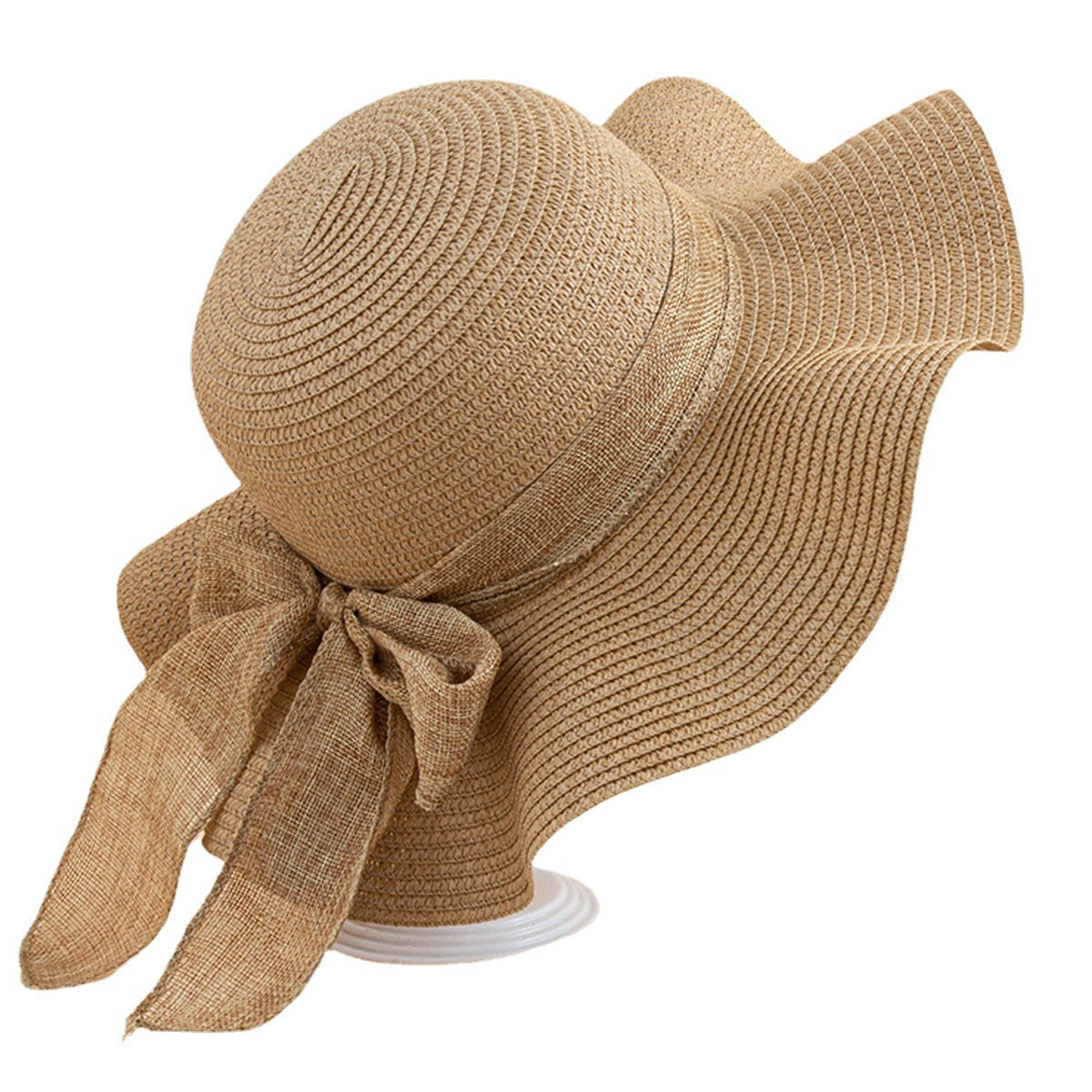 Wavy Brim Straw Hat Spring/Summer UV Protection Foldable