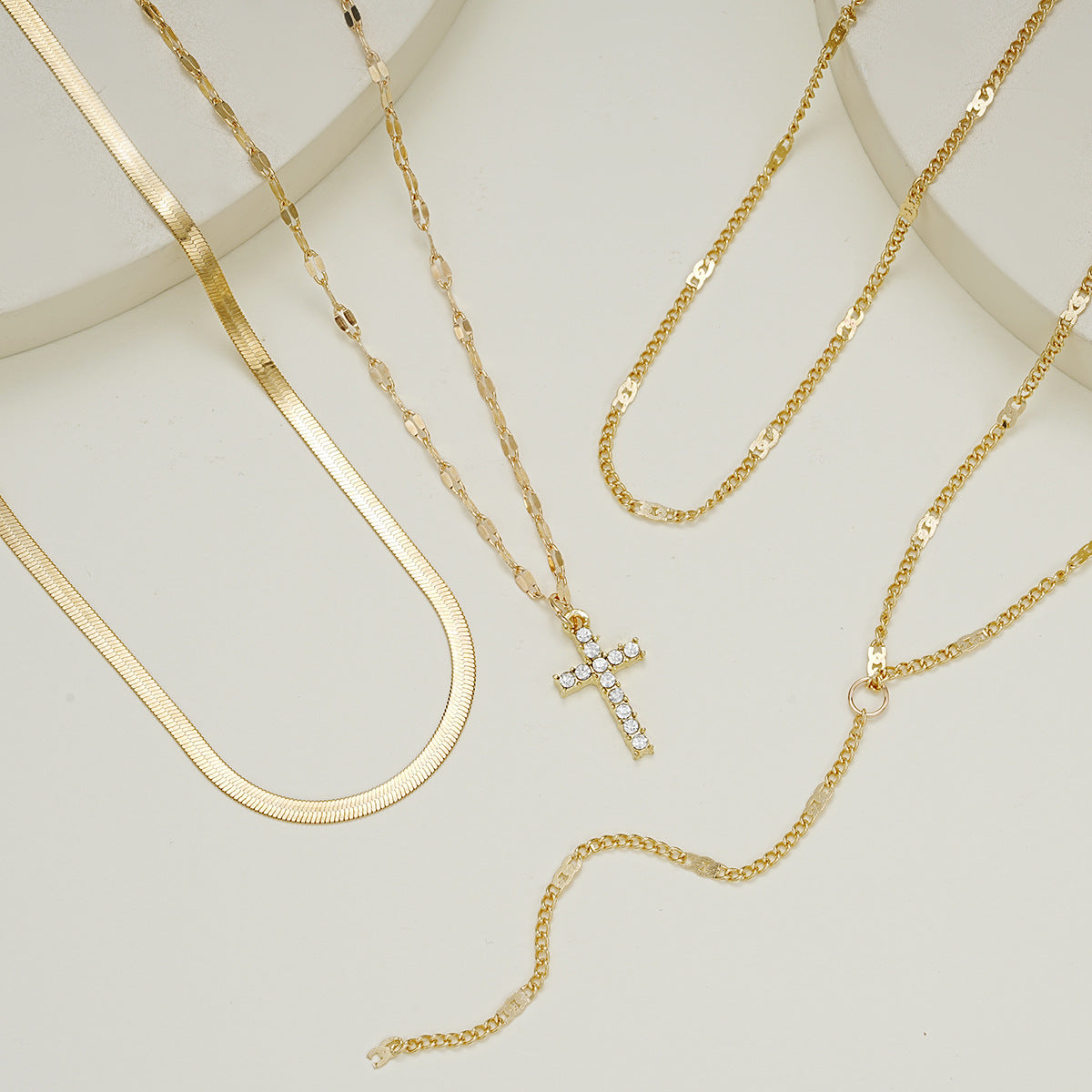 Cross Pendant Clavicle Necklace Multilayer