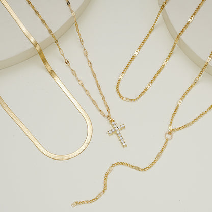 Cross Pendant Clavicle Necklace Multilayer