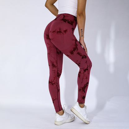 Tie-Dye High-Waist Butt-Lifting Sports Pants for Women