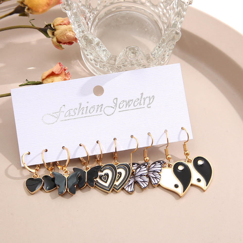 Tai Chi Heart Earrings Black Earrings Wholesale