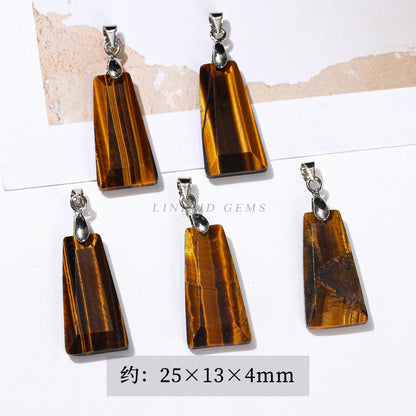 Natural stone crystal cut trapezoidal no matter card pendant