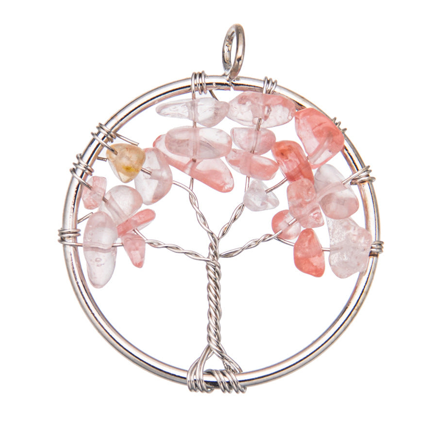 Tree of Life Pendant Natural Crystal Gravel Jewelry