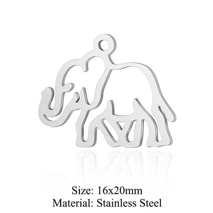 5Pcs/bag Cat Elephant Titanium Steel Pendant Dog Paws