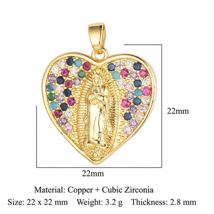 Copper zircon Virgin Mary pendant pendant