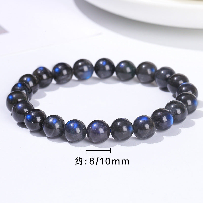 7A natural black body strong blue light elongated stone bracelet