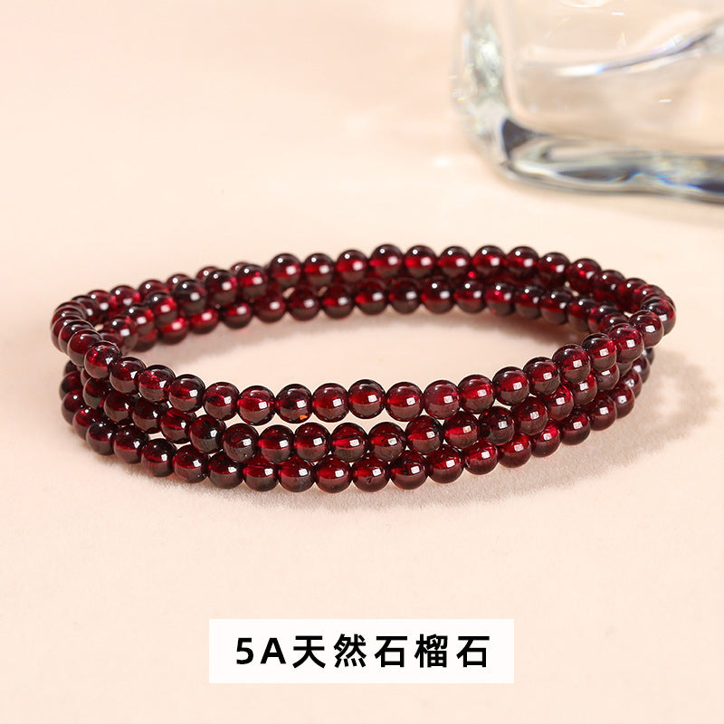 2-4Mm Natural Garnet Crystal Multi-Circle Bracelet