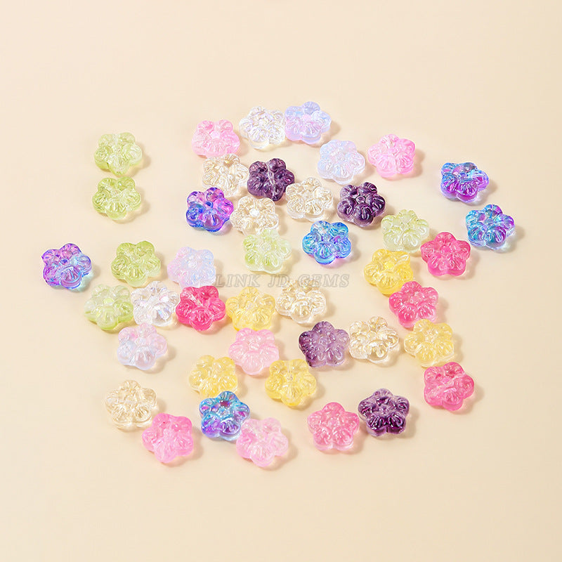 12Mm Czech Glazed Symphony Five-petaled Flower Beads