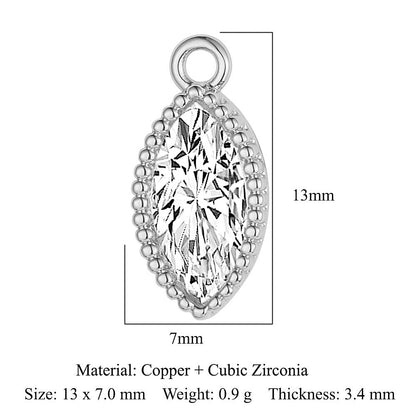 Copper zircon round oval pendant.