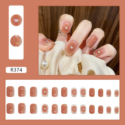 Wearable Blush Short Removable Nail Stickers