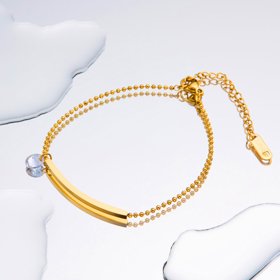 Smile zircon gold anklet