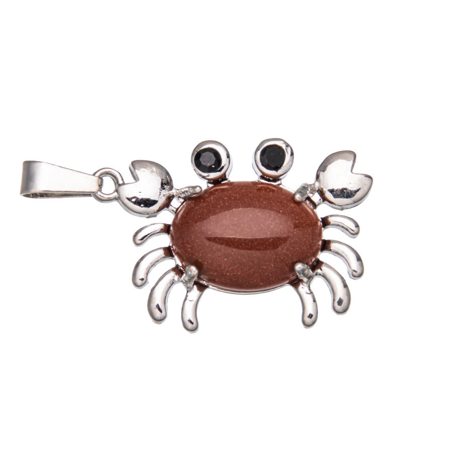 Crab Agate Oval Crystal Pendant