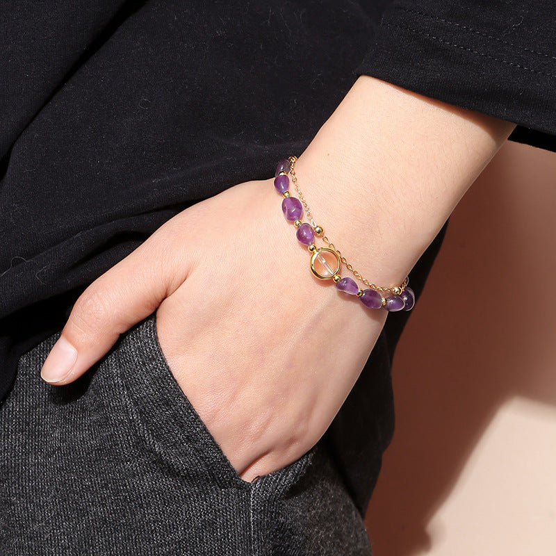 Natural amethyst with shape bracelet