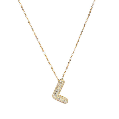 fashion A-Z Copper Zircon Letter Necklace Pendant