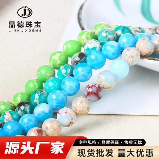 Snakeskin stone loose beads Shoushan stone round beads