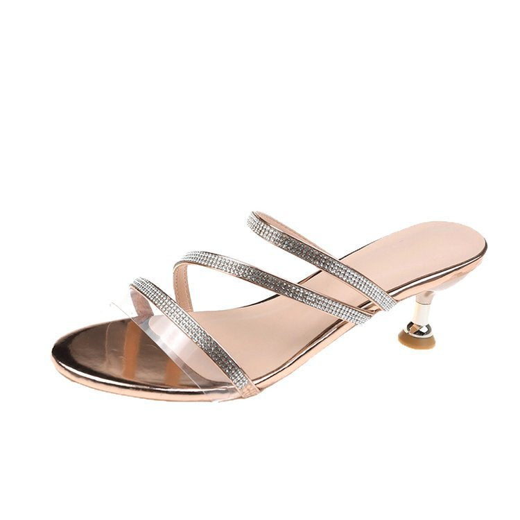 New pull-strip crystal sandals