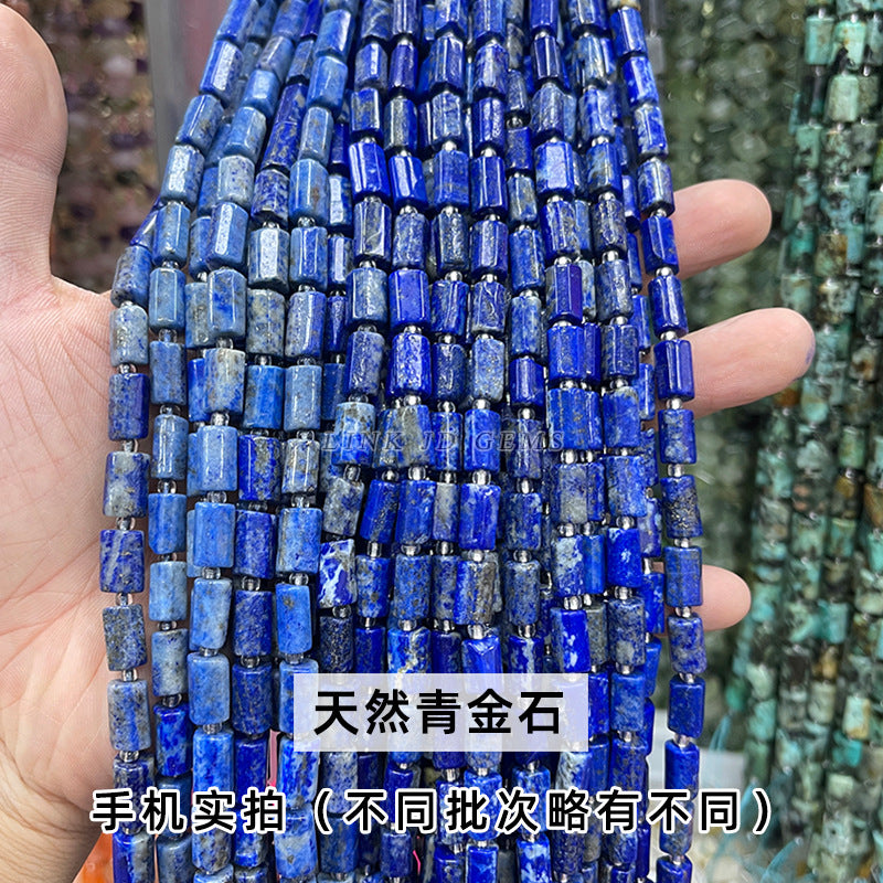 Natural stone crystal cut round tube beads loose beads