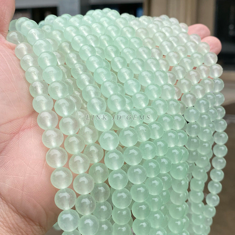 Perlas sueltas de calcedonia verde claro Perlas redondas de jade verde esmeralda 