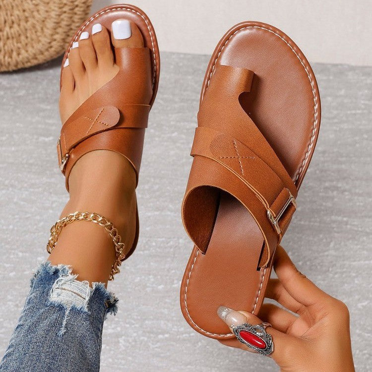 Large size flat slippers women's sandals