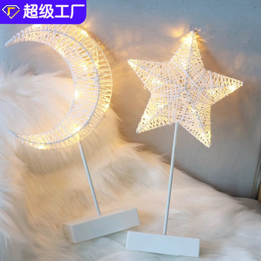 Heart Moon Table Lamp LED Night Light Pentagram Table Lamp