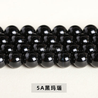 Black agate round bead bracelet