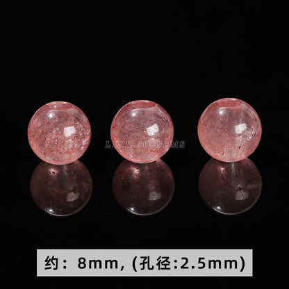 8Mm Natural Strawberry Crystal Macroporous Beads Loose Beads