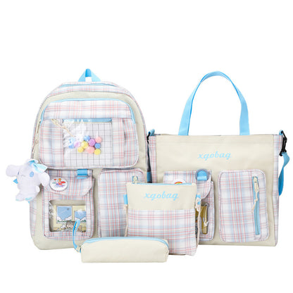 4-piece school bag ulzzang backpack