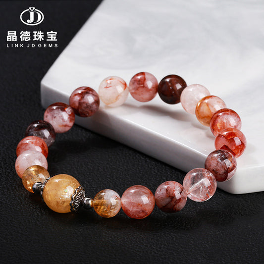 3A Natural Red Gel Flower Crystal Bracelet Citrine