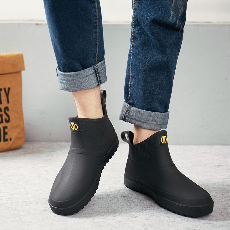 Fashion short rain shoes men's thick soles