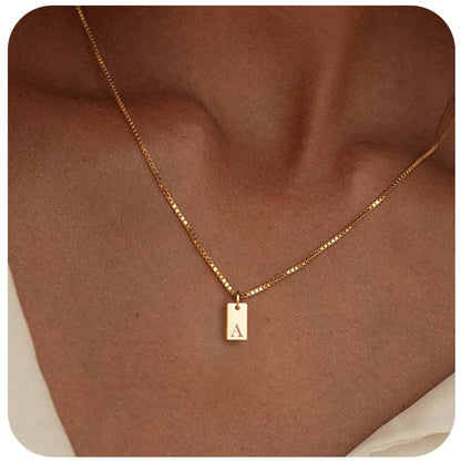 English letter square pendant clavicle necklace