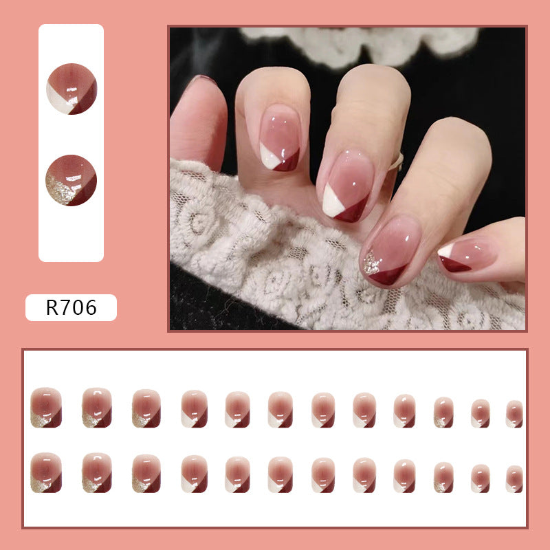 Geometric Blush French Nails