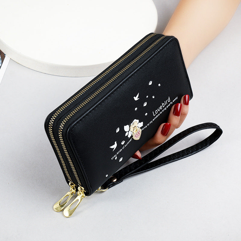 Love Printed Wrist Strap Clutch Bag Wallet