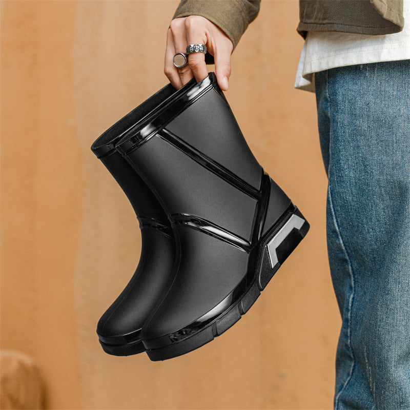 Medium tube rain shoes men's fashion outer wear