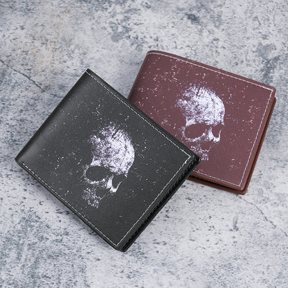 Vintage skull print men's and women's wallets