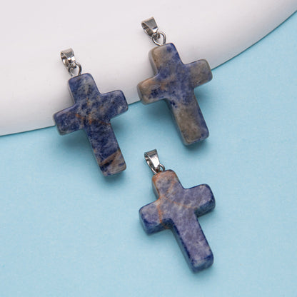 Natural Stone Cross Crystal Agate Pendant