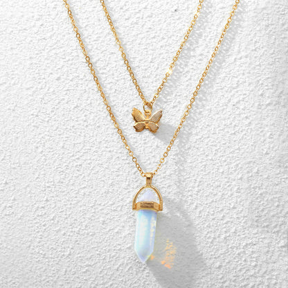 Gold-tone crystal butterfly pendant necklace