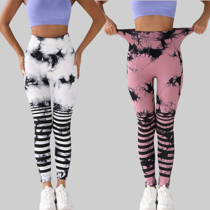 Euro Trendy Tie-Dye Seamless High-Waist Butt-Lifting Yoga Pants