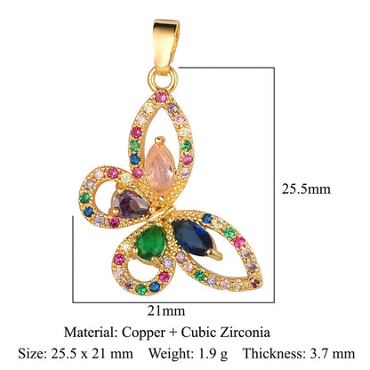 Copper zircon butterfly deer crystal pendant