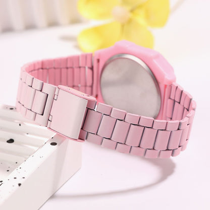 Metal steel belt led electronic watch