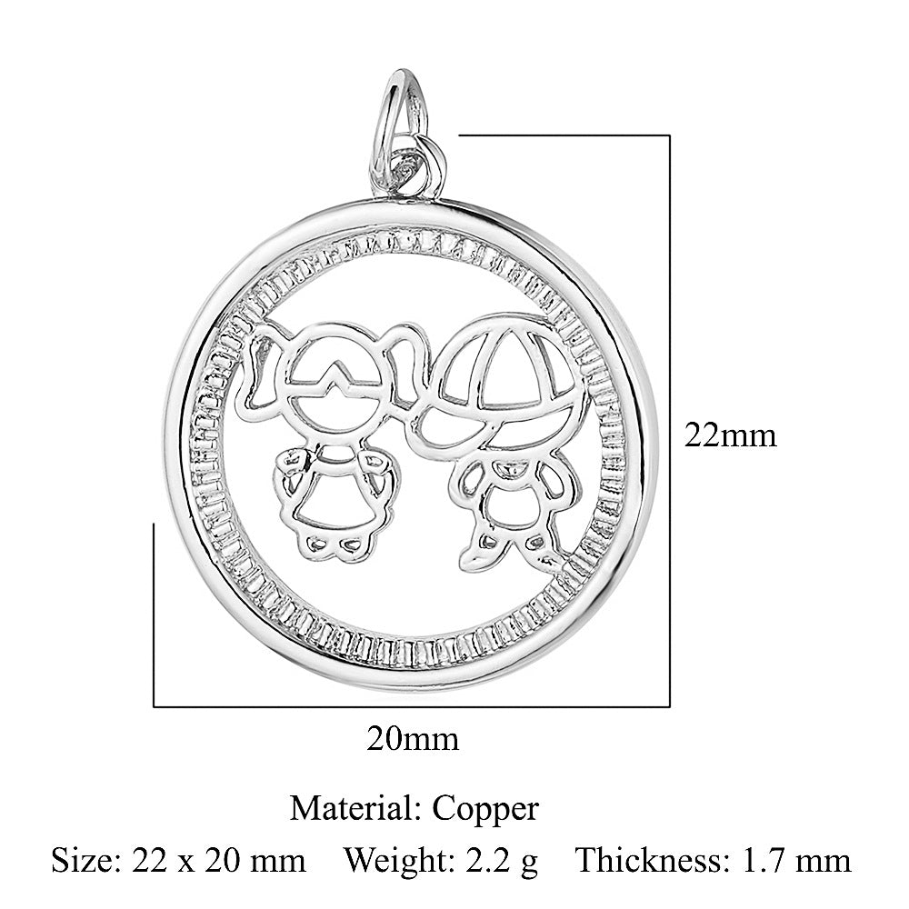 Boy Girl Butterfly Love Copper Zircon Pendant